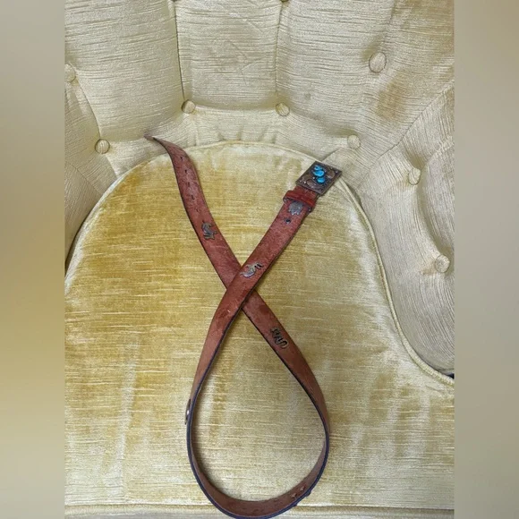 Sterling,  Gf and turquoise Native American belt and Aztec with turquoise - Picture 7 of 12